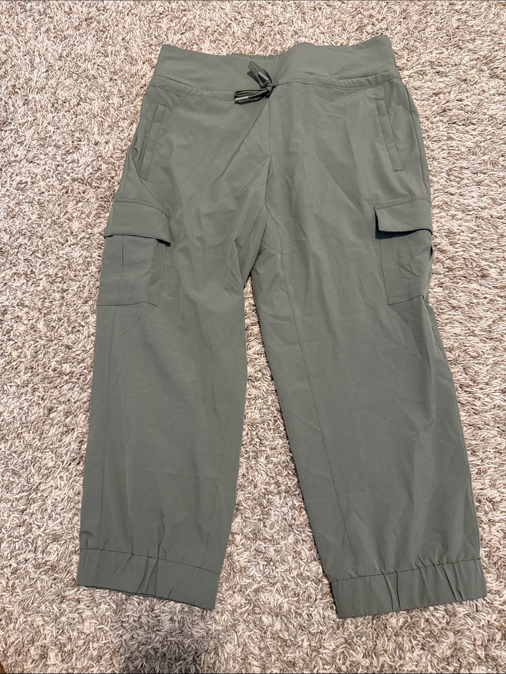 Kyodan Olive Green Cargo Crop Trousers with Drawstring